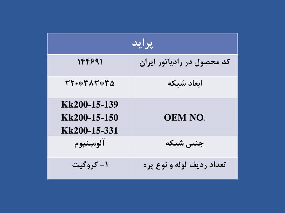 تصویر  رادیاتور پراید
