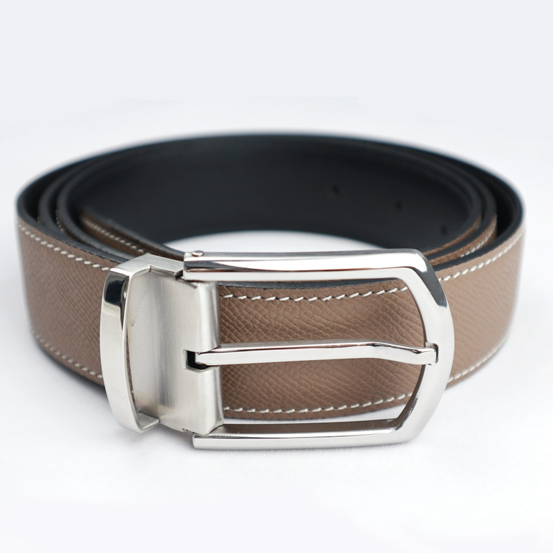 Picture of Monisa Customized Epsom Palm Grain First Layer Cowhide Stainless Steel Pin Buckle Men's Business Formal Belt