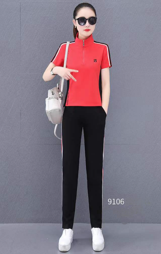 Picture of Monisa sports leisure colors suit with short sleeves and long trousers in summer