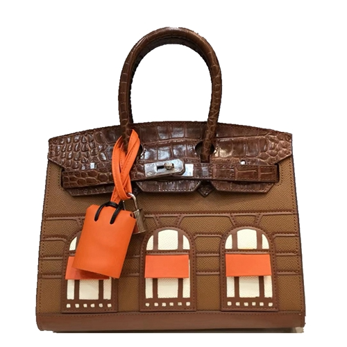 Picture of Europe And The United States New Small House Leather Platinum Bag Ladies First Layer Cowhide Handbag Crocodile Pattern Contrast Color Casual Bag