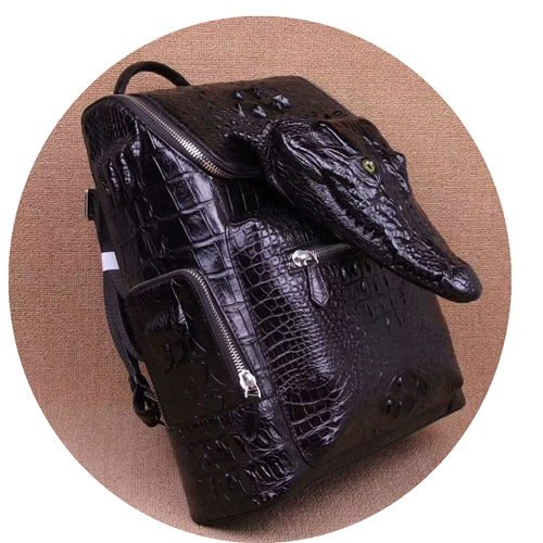 Picture of Thailand Crocodile Leather Men's Backpack Large Capacity Business Casual Computer Backpack Leather Travel School Bag