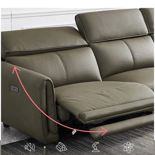 Picture of Italian Minimalist Three-Seat Chaise Longue Leather Sofa Side Carrying Usb Electric Button L-Shaped Chaise Longue Function Sofa