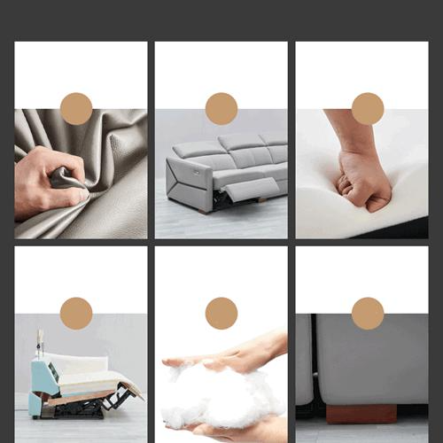 Picture of Modern Minimalist Leather Sofa Living Room L-Shaped Chaise Longue Corner Top Layer Cowhide Contact Surface Functional Sofa