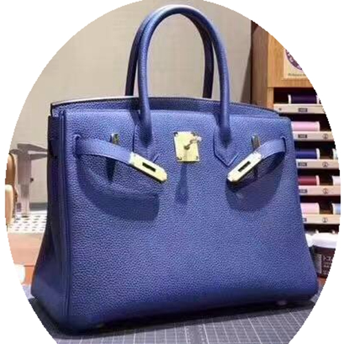 Picture of Royal Blue Malachite Green Platinum Bag Genuine Leather Bag Lychee Grain Leather Handbag 25cm