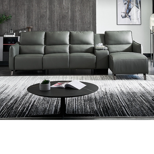 Picture of First Layer Cowhide Sofa Living Room Leather Art Intelligent Italian Furniture Corner Small Apartment Sofa Combination