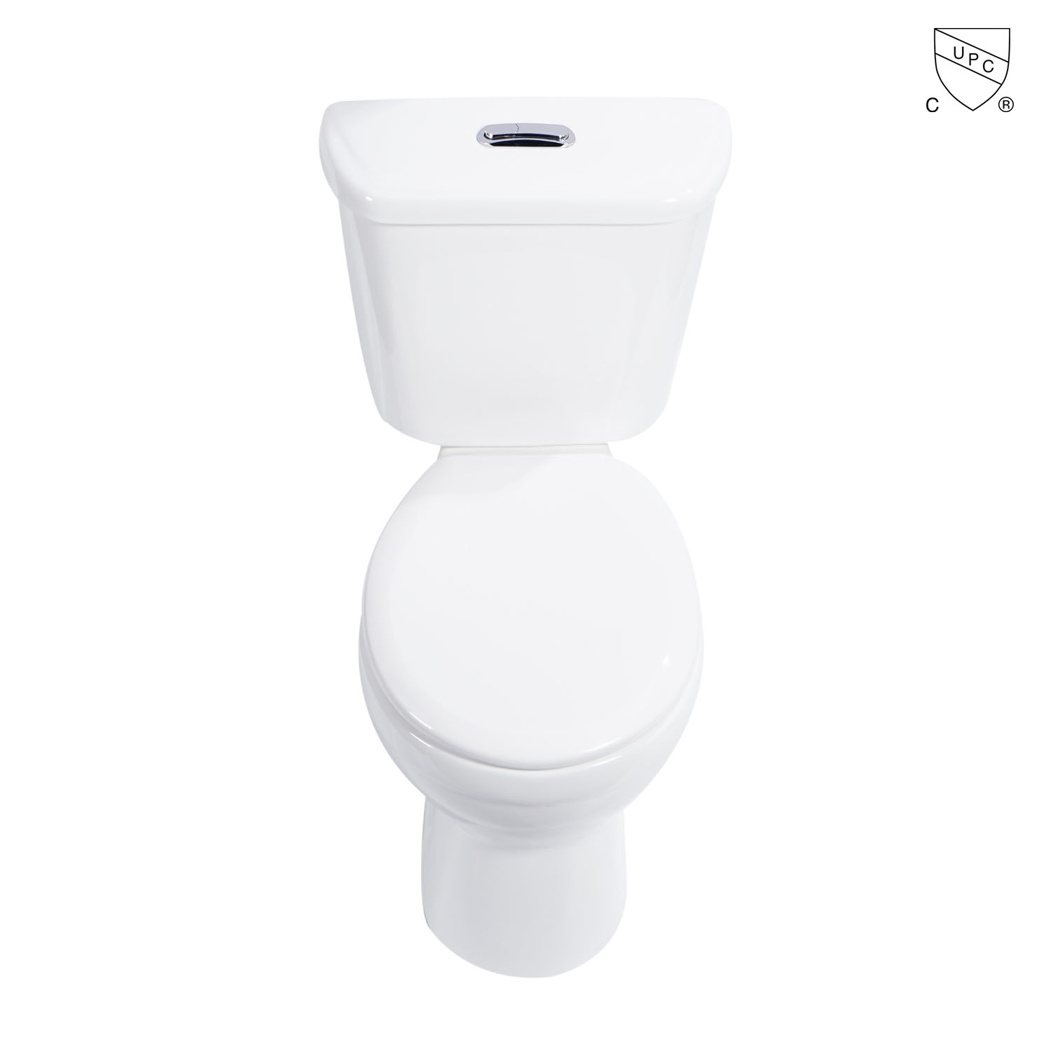 Picture of Bathroom water-saving ADA Compliant CUPC certified comfort height round shape bowl s-trap siphonic white ceramic two piece toilet 12 inches 305mm rough-in s-trap 2-piece toilet with seat included