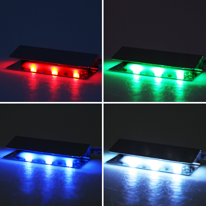 Picture of RGB LED Clip On Glass Edge Shelf Lighting Under Cabinet Night Lamp Kit Mini With Remote Control DC12V Showcase Cupboard Closet
