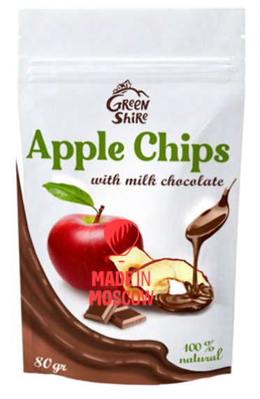 Picture of Dessert-snack chocolate APPLE CHIPS - with caramel, milk and dark chocolate