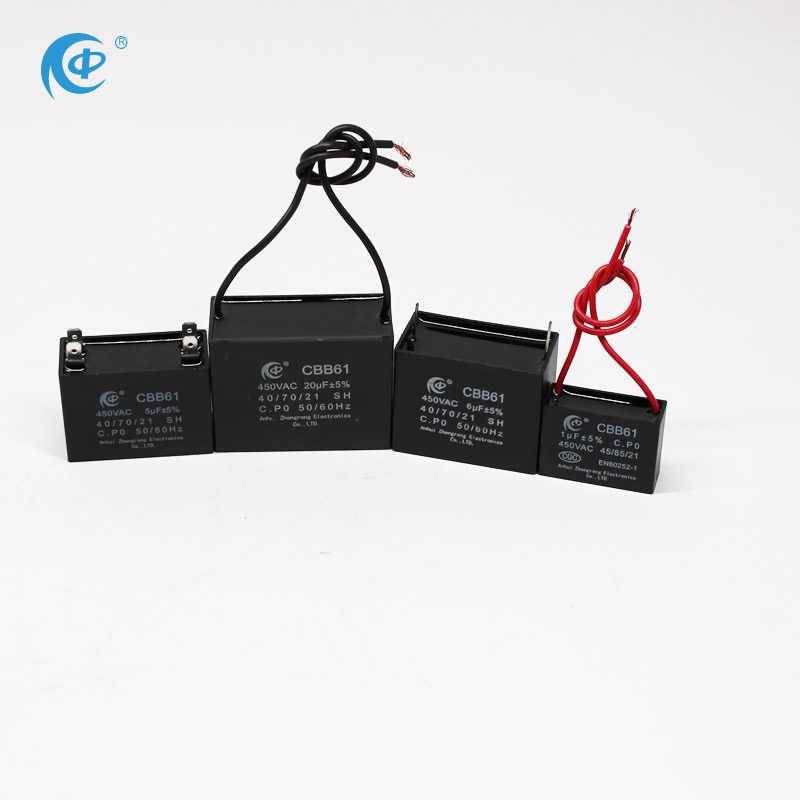 Picture of AC Ceilling Fan Capacitors CBB61 with Wires or Tab