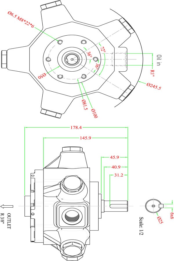 تصویر  پمپ هیدرولیک رادیال 10 لیتر 500 بار فشار