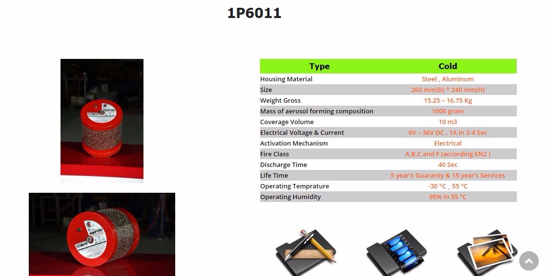 تصویر  اطفاء حریق ایروسل 1 کیلوگرمی مدل 1p6011