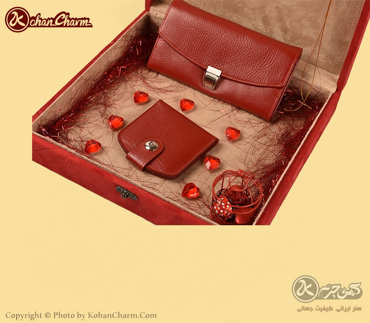 تصویر  ست هدیه زنانه و دخترانه کهن چرم مدل MK123-2