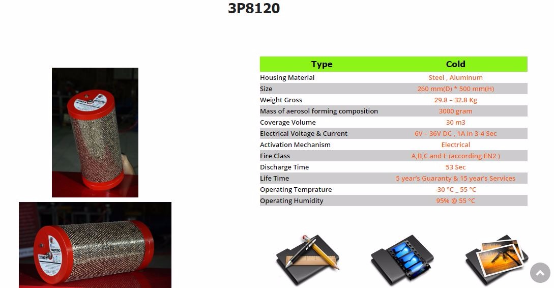تصویر  اطفاء حریق ایروسل 3 کیلوگرمی مدل 3p8120